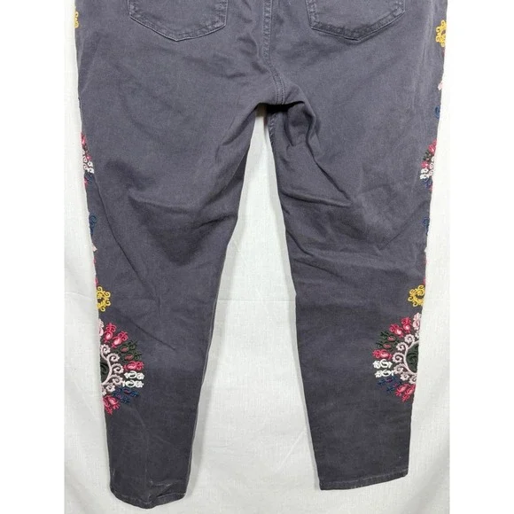 Boden Women's Size 10 Gray Stretch Cotton Floral Embroidered Girlfriend Jeans - Picture 10 of 13